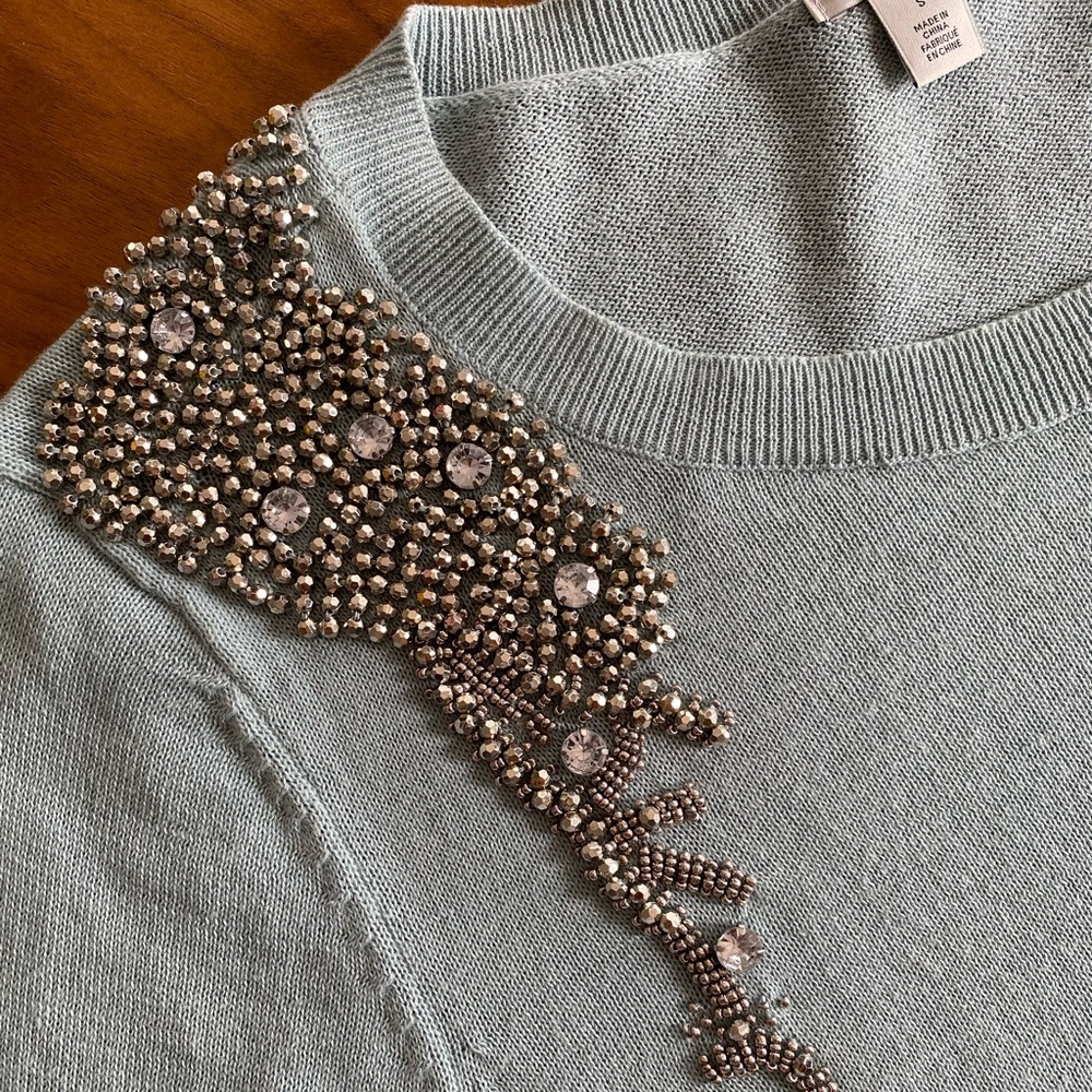 Jeweled Light Blue Sweater